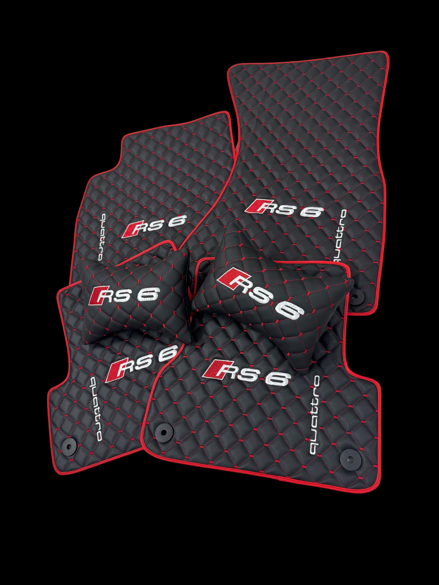 For All RS6 Car Floor Mats Set ( With 2 Pillow ) Custom fit Leather for all Audi RS6 Series Waterproof Carpet Liner and 2 Pillow Set