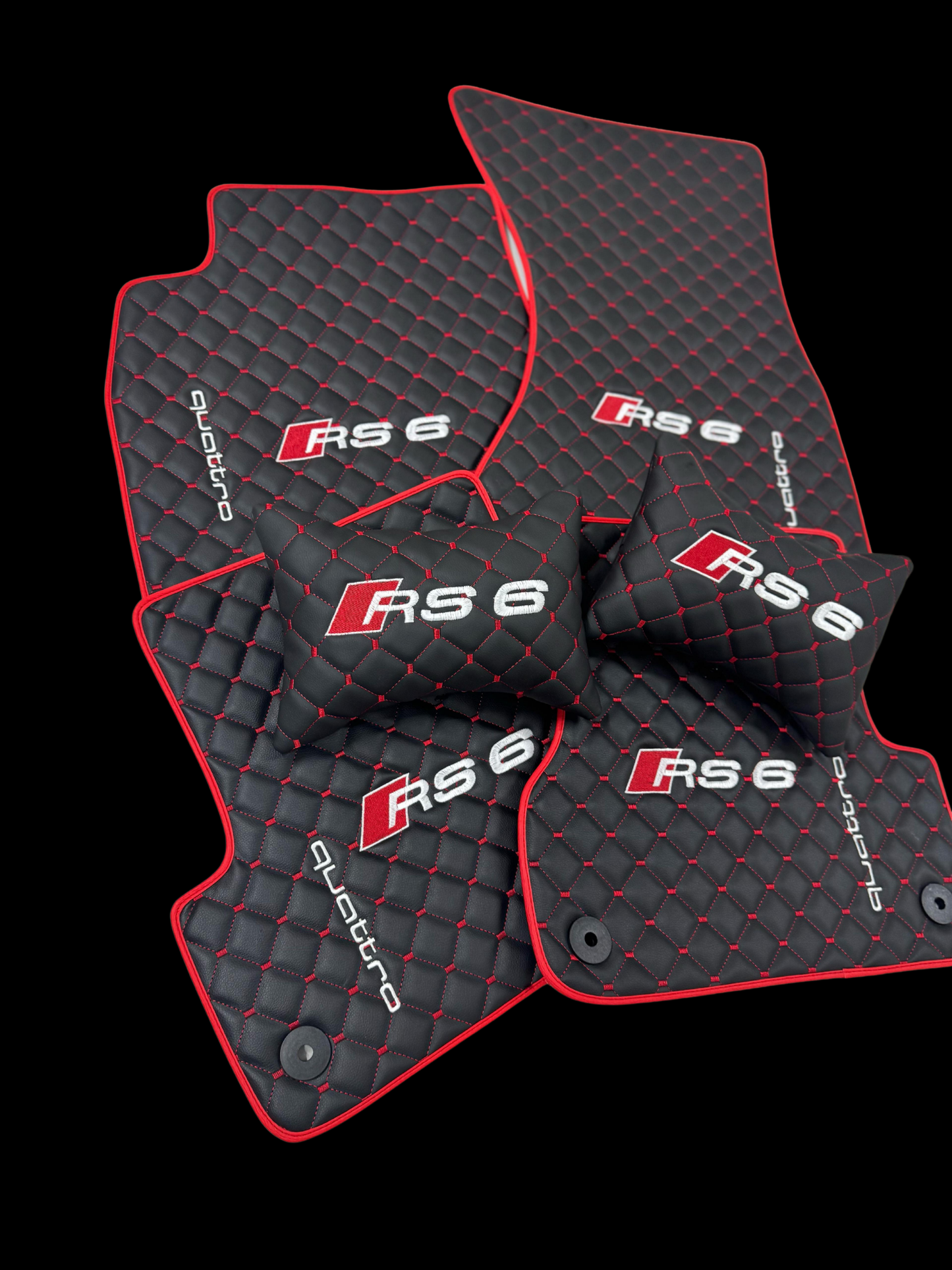 For All RS6 Car Floor Mats Set ( With 2 Pillow ) Custom fit Leather for all Audi RS6 Series Waterproof Carpet Liner and 2 Pillow Set