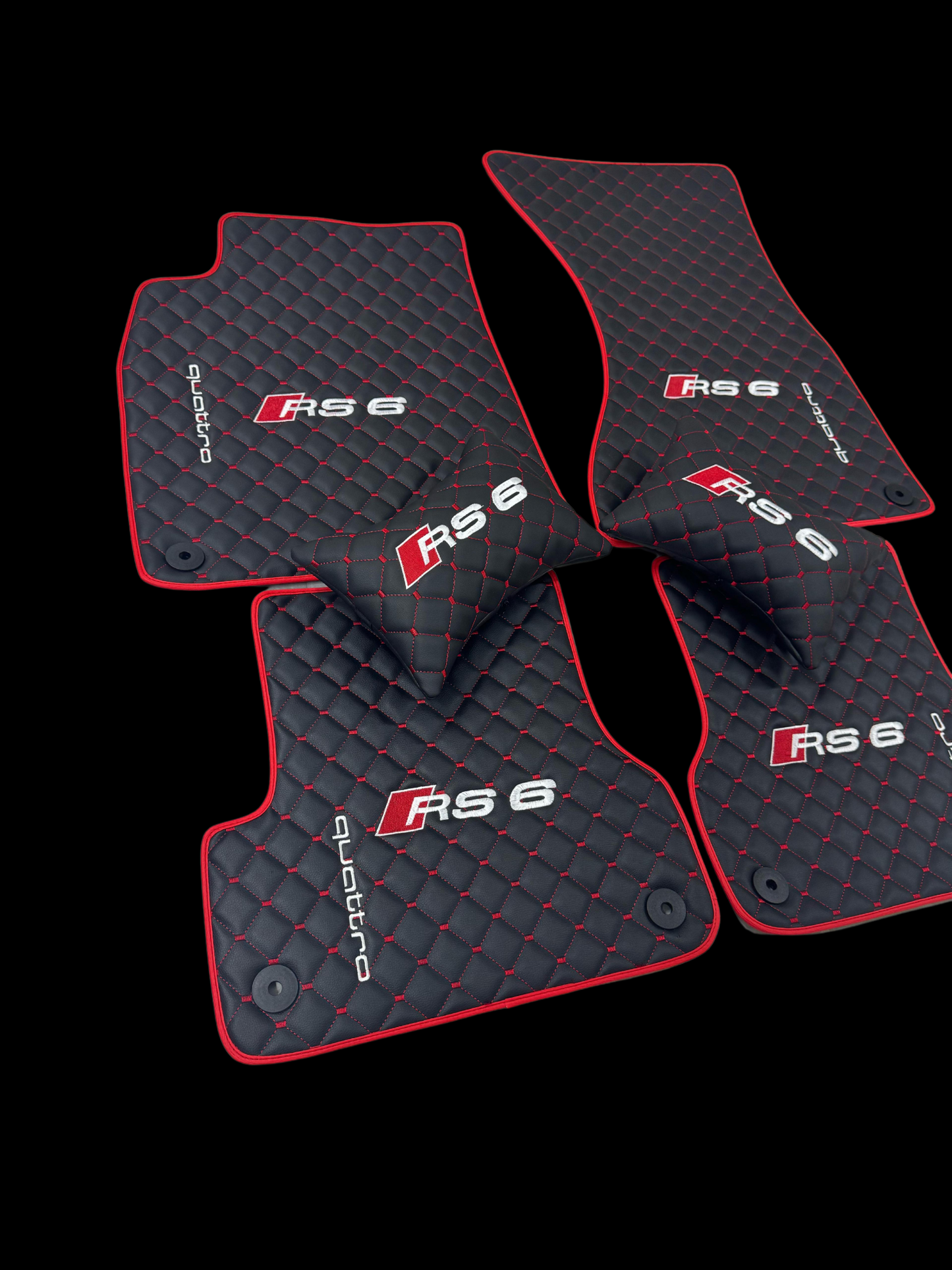 For All RS6 Car Floor Mats Set ( With 2 Pillow ) Custom fit Leather for all Audi RS6 Series Waterproof Carpet Liner and 2 Pillow Set