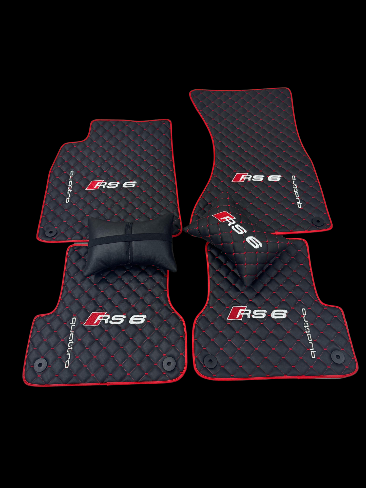 For All RS6 Car Floor Mats Set ( With 2 Pillow ) Custom fit Leather for all Audi RS6 Series Waterproof Carpet Liner and 2 Pillow Set