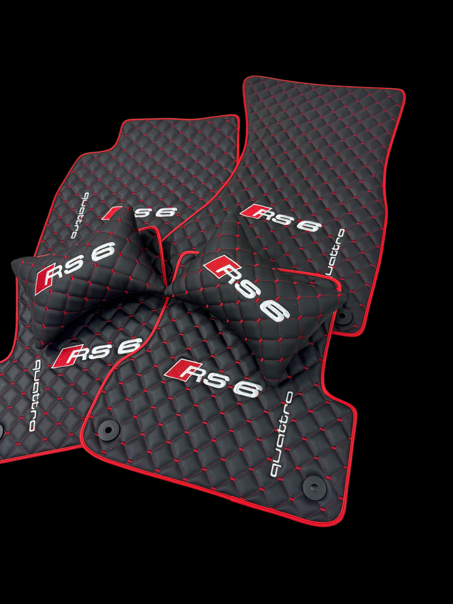 For All RS6 Car Floor Mats Set ( With 2 Pillow ) Custom fit Leather for all Audi RS6 Series Waterproof Carpet Liner and 2 Pillow Set