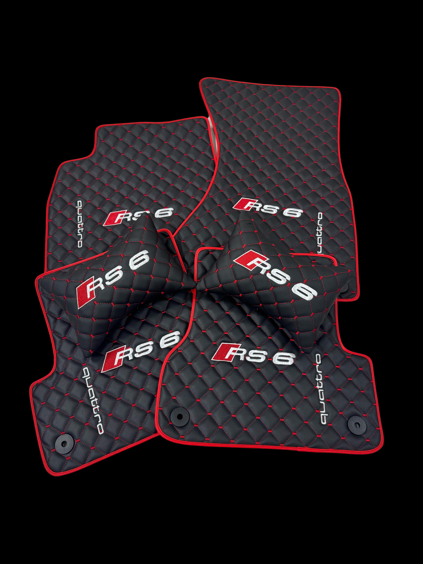 For All RS6 Car Floor Mats Set ( With 2 Pillow ) Custom fit Leather for all Audi RS6 Series Waterproof Carpet Liner and 2 Pillow Set