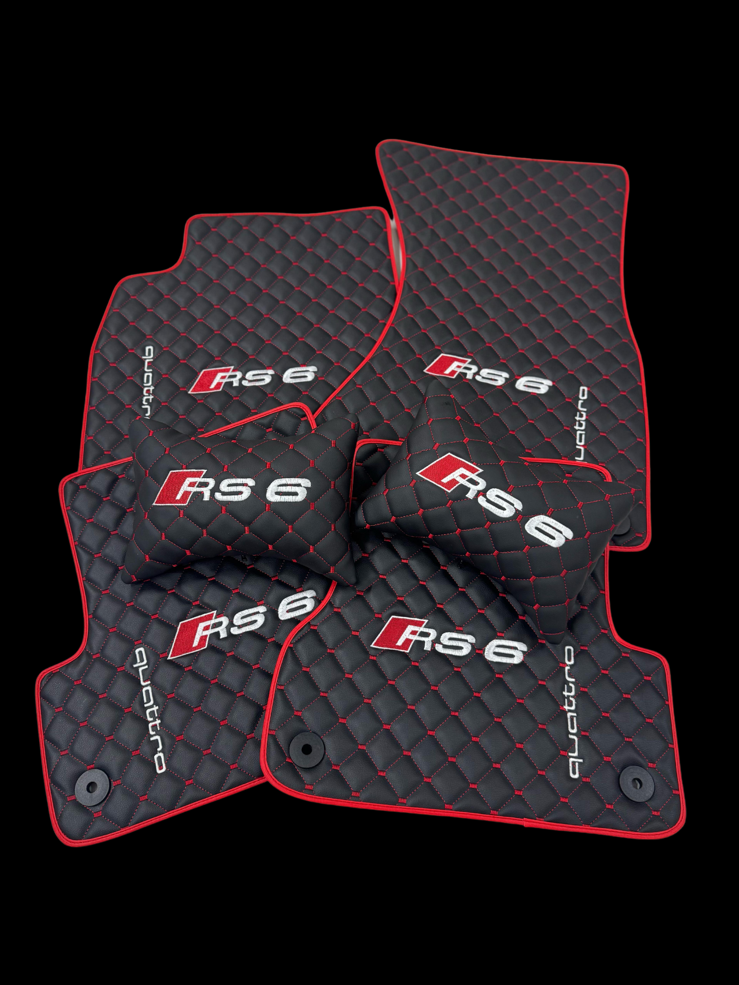 For All RS6 Car Floor Mats Set ( With 2 Pillow ) Custom fit Leather for all Audi RS6 Series Waterproof Carpet Liner and 2 Pillow Set