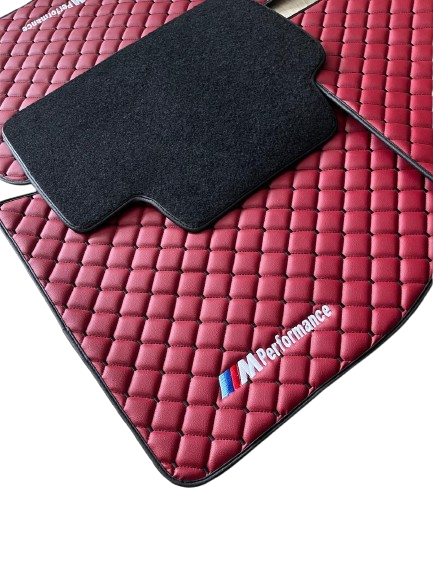 For BMW M Performance Bordeaux Red Car Floor Mats Custom fit Leather for all BMW M Performance Waterproof Carpet Liner