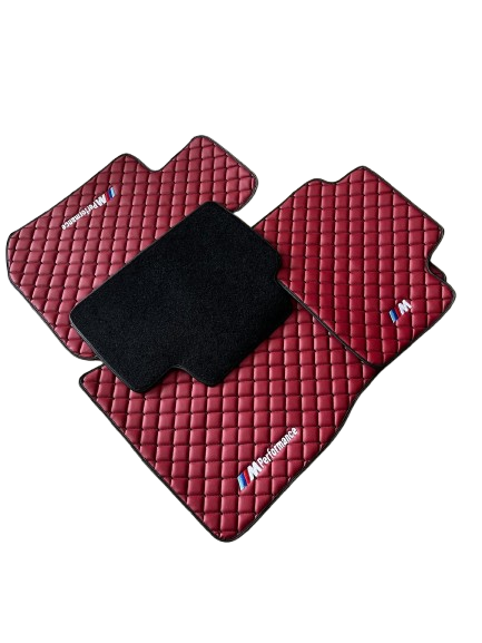 For BMW M Performance Bordeaux Red Car Floor Mats Custom fit Leather for all BMW M Performance Waterproof Carpet Liner