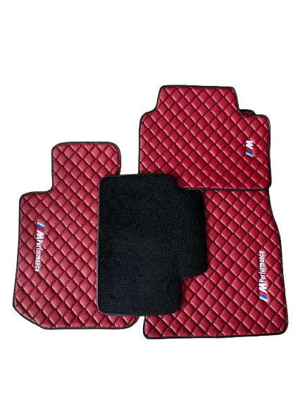 For BMW M Performance Bordeaux Red Car Floor Mats Custom fit Leather for all BMW M Performance Waterproof Carpet Liner