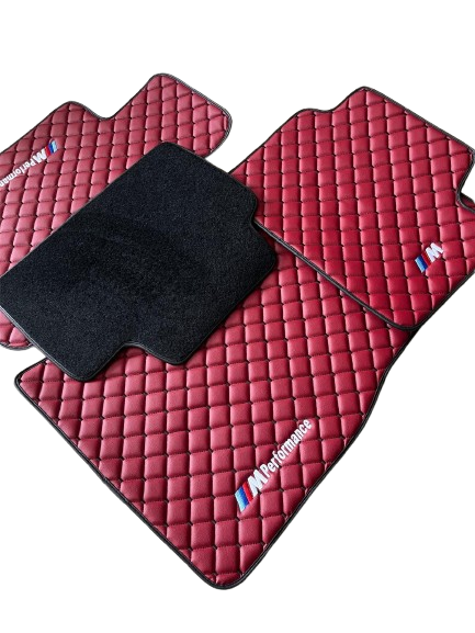 For BMW M Performance Bordeaux Red Car Floor Mats Custom fit Leather for all BMW M Performance Waterproof Carpet Liner
