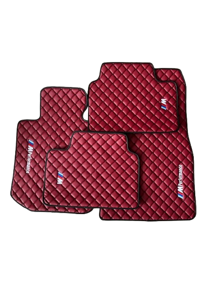 For BMW M Performance Bordeaux Red Car Floor Mats Custom fit Leather for all BMW M Performance Waterproof Carpet Liner