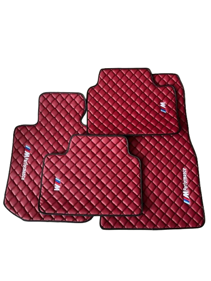For BMW M Performance Bordeaux Red Car Floor Mats Custom fit Leather for all BMW M Performance Waterproof Carpet Liner