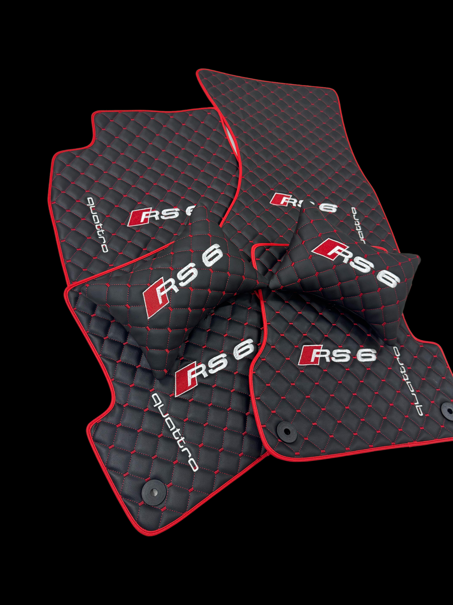 For All RS6 Car Floor Mats Set ( With 2 Pillow ) Custom fit Leather for all Audi RS6 Series Waterproof Carpet Liner and 2 Pillow Set