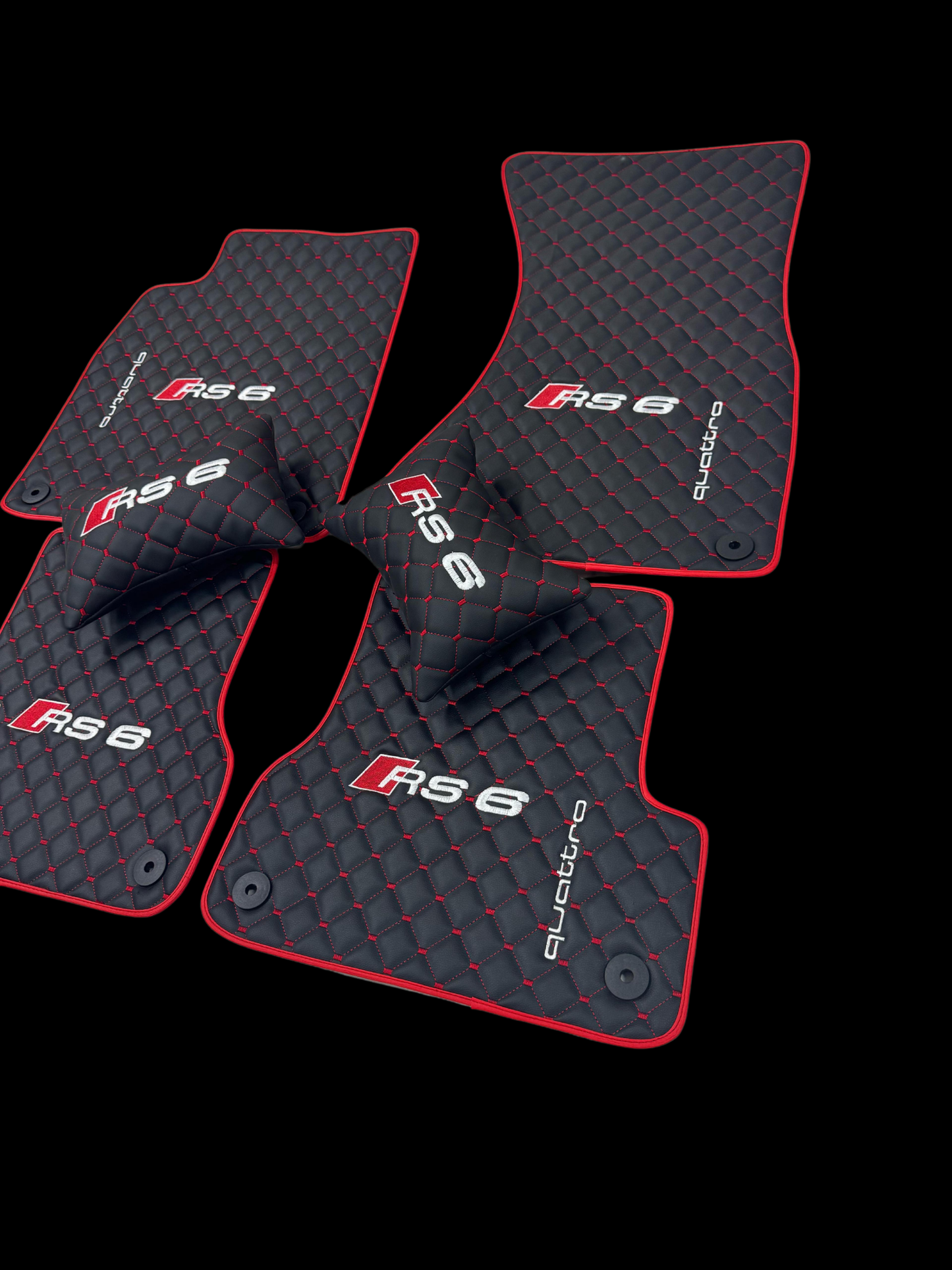 For All RS6 Car Floor Mats Set ( With 2 Pillow ) Custom fit Leather for all Audi RS6 Series Waterproof Carpet Liner and 2 Pillow Set