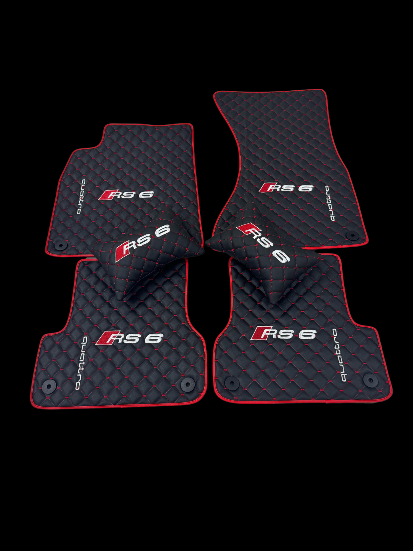 For All RS6 Car Floor Mats Set ( With 2 Pillow ) Custom fit Leather for all Audi RS6 Series Waterproof Carpet Liner and 2 Pillow Set