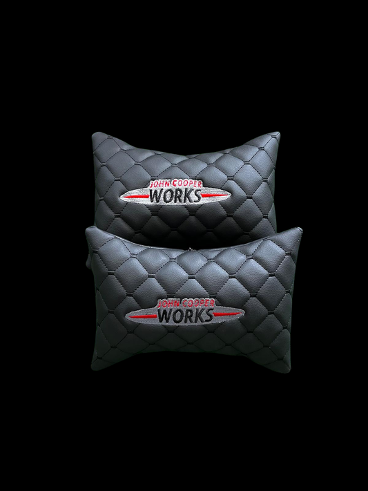 For Mını Cooper John Cooper Leather Neck Pillows for Cars - Premium Comfort and Style (2 PCS)