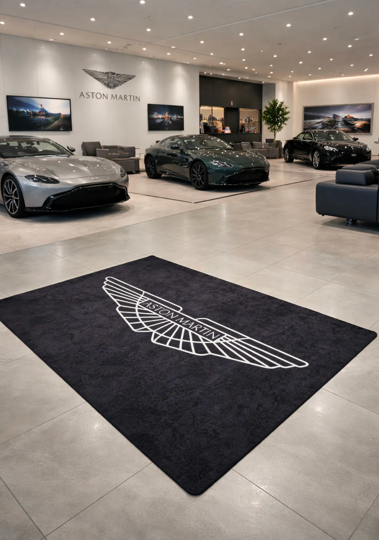 Aston Martin Premium Home, Garage & Display Carpet Mat – Non-Slip, Soft & Durable (59.1 × 86.6 Inch)