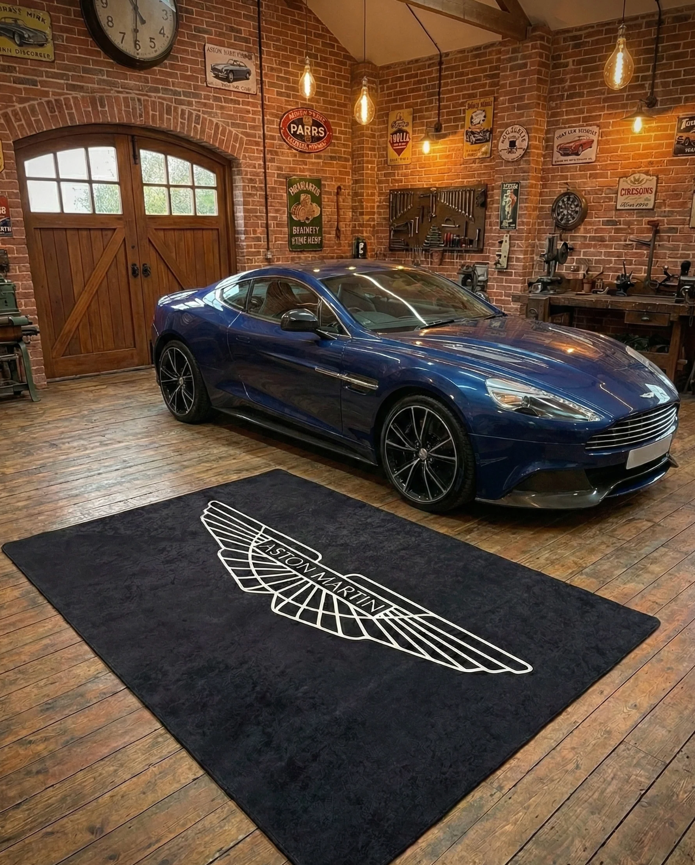 Aston Martin Premium Home, Garage & Display Carpet Mat – Non-Slip, Soft & Durable (59.1 × 86.6 Inch)