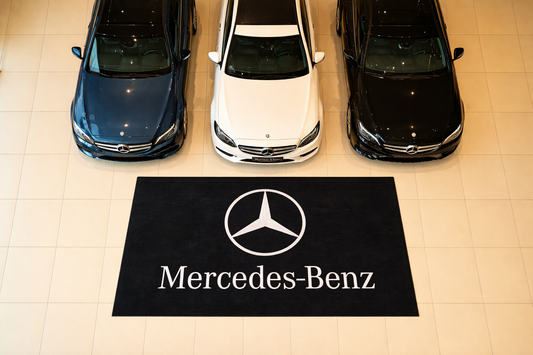 Mercedes Benz Premium Home, Garage & Display Carpet Mat – Non-Slip, Soft & Durable (59.1 × 86.6 Inch)