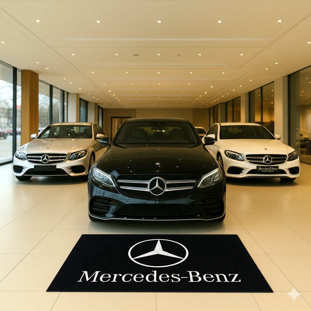 Mercedes Benz Premium Home, Garage & Display Carpet Mat – Non-Slip, Soft & Durable (59.1 × 86.6 Inch)