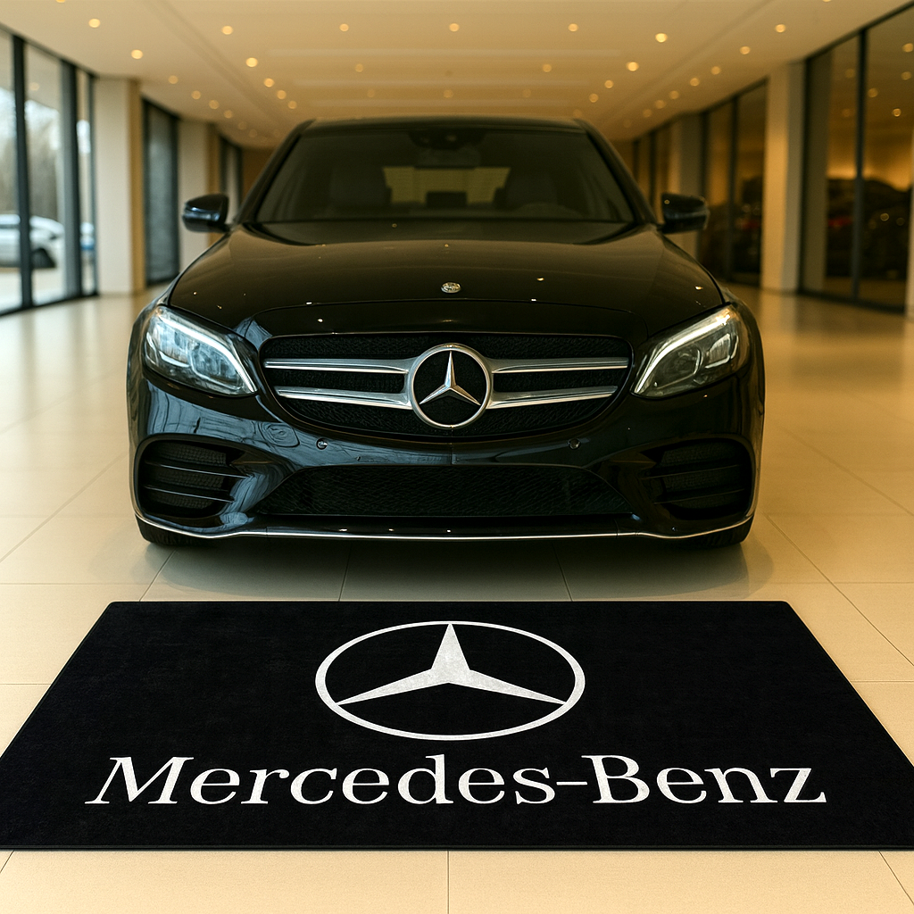 Mercedes Benz Premium Home, Garage & Display Carpet Mat – Non-Slip, Soft & Durable (59.1 × 86.6 Inch)