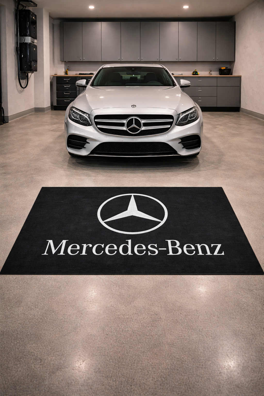 Mercedes Benz Premium Home, Garage & Display Carpet Mat – Non-Slip, Soft & Durable (59.1 × 86.6 Inch)