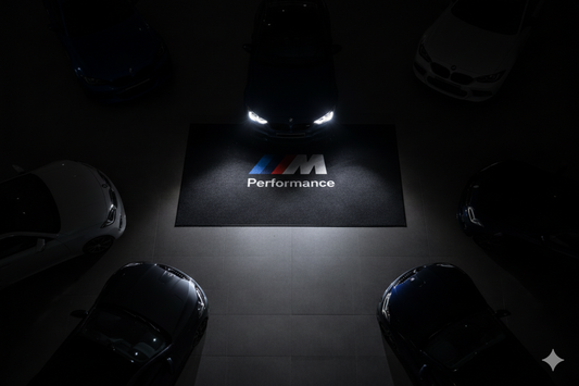 BMW M Performance Premium Home, Garage & Display Carpet Mat – Non-Slip, Soft & Durable (59.1 × 86.6 Inch)