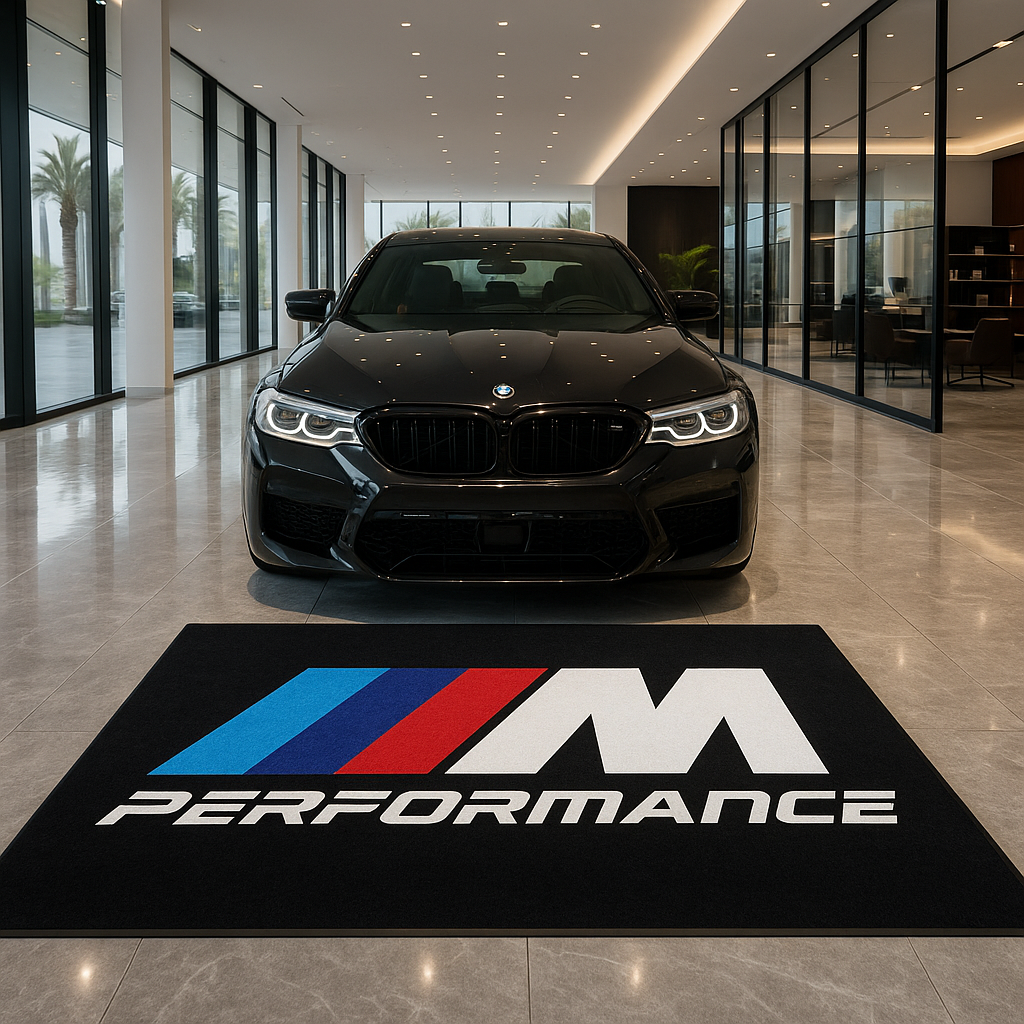 BMW M Performance Premium Home, Garage & Display Carpet Mat – Non-Slip, Soft & Durable (59.1 × 86.6 Inch)